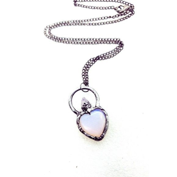 Amethyst and opalite crystal Necklace handmade gothic cosplay egirl jewelry - Picture 3 of 12